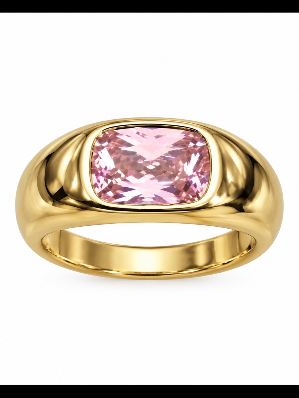 Marlyn Schiff Gold Plated over Sterling Silver Stunning Pink CZ Ring NWT